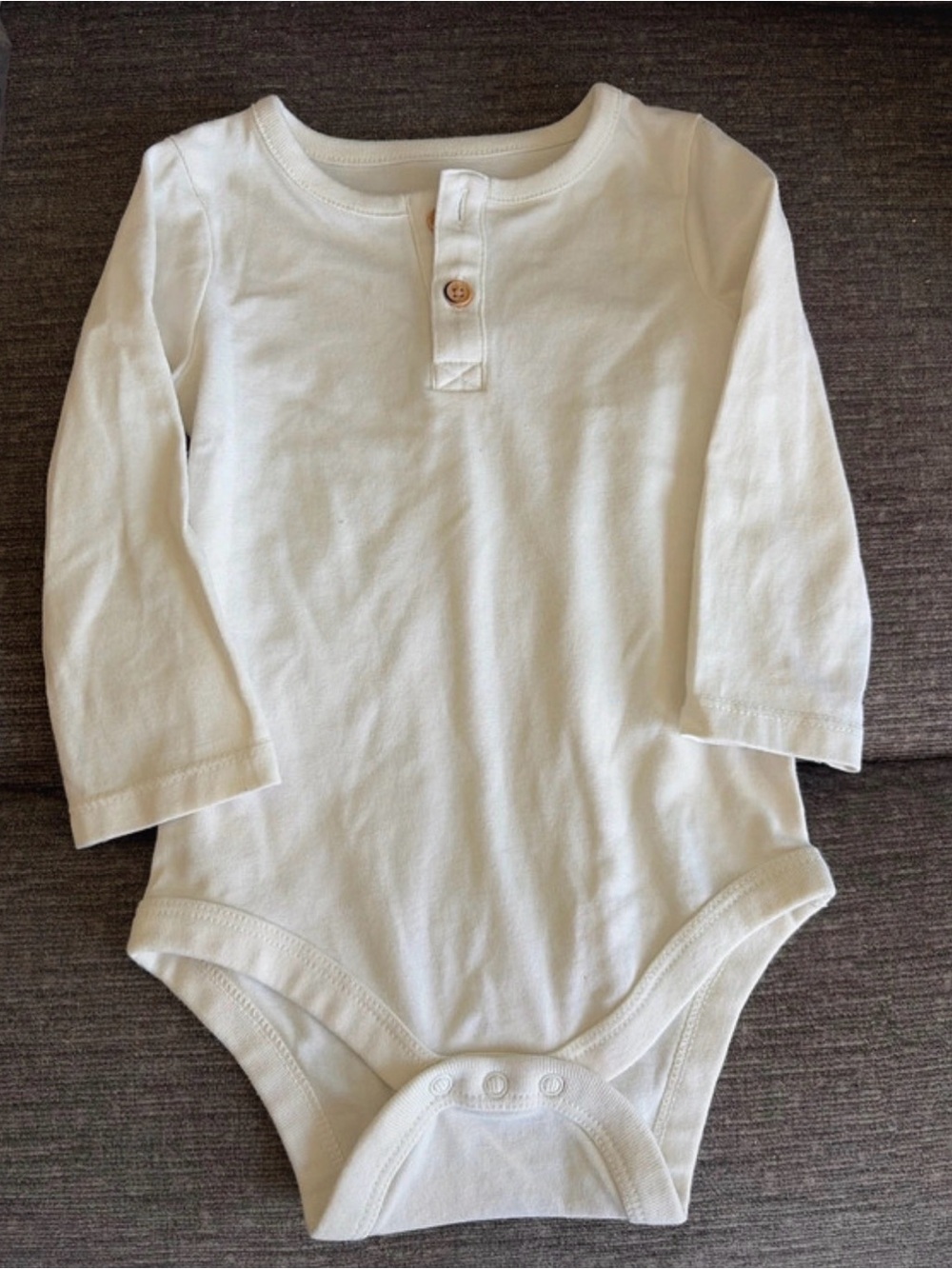 Cat & Jack Cream Long-Sleeve Henley Baby Bodysuit